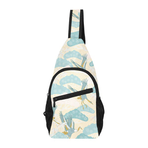 Bonsai bamboo stork japanese pattern cream theme All Over Print Chest Bag