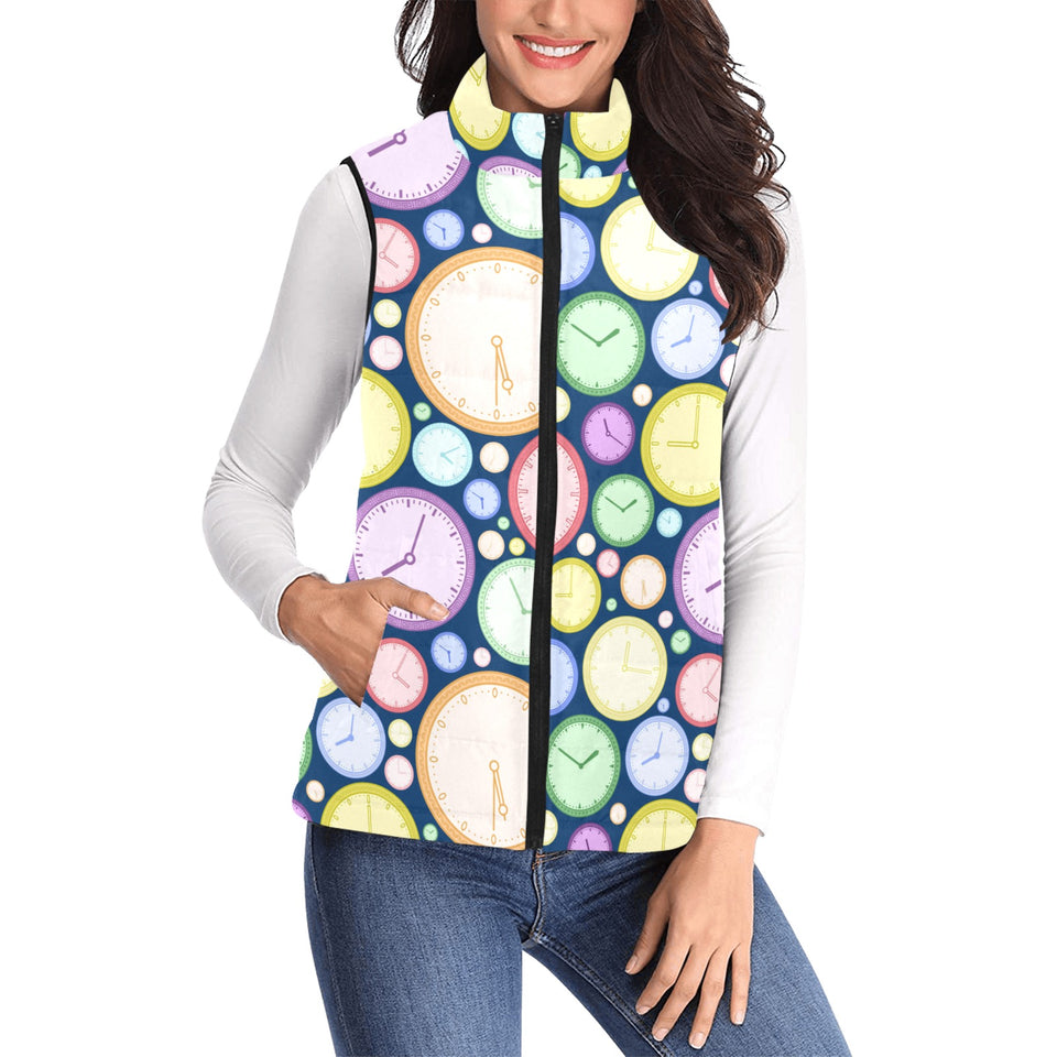 Colorful clock background Women's Padded Vest