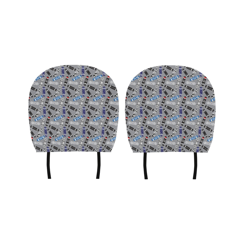 Skate Board Pattern Print Design 03 Car Headrest Cover