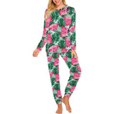 Watermelons tropical palm leaves pattern Women's All Over Print Pajama Set