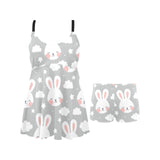 Rabbit cloud Pattern Chest Sexy Pleated Two Piece Swim Dress