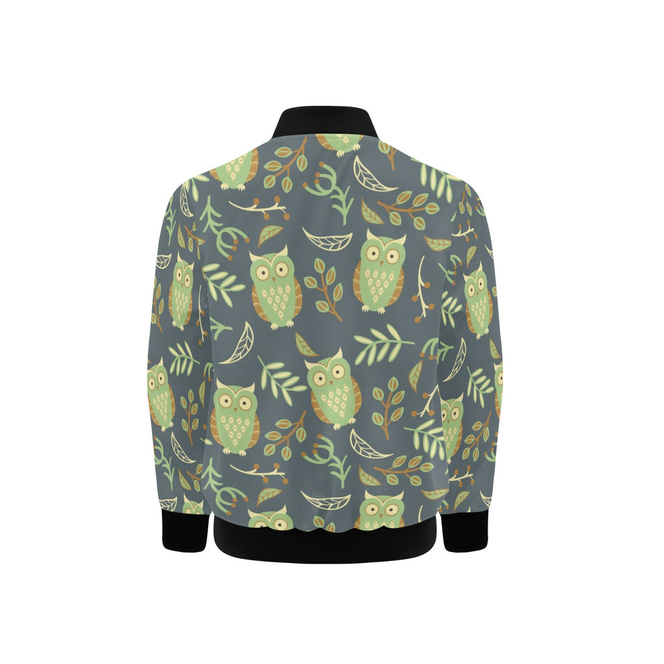 Cute owls leaves pattern Kids' Boys' Girls' Bomber Jacket