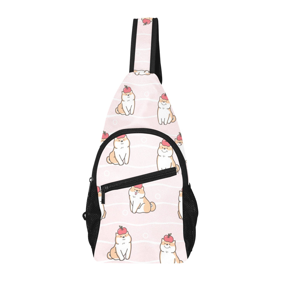 Cute Shiba Inu Dog Apple pattern All Over Print Chest Bag