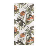 Monkey red hibiscus flower palm leaves floral patt Beach Towel