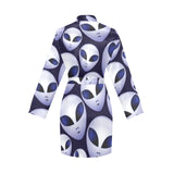 Alien Pattern Print Design 01 Women's Long Sleeve Belted Night Robe