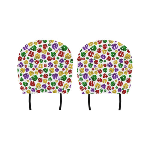 Dice Pattern Print Design 03 Car Headrest Cover