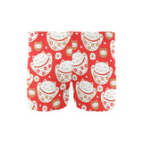 Cute Maneki neko cat red background Men's Swimming Trunks