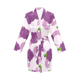 Cute Grape pattern Women's Long Sleeve Belted Night Robe