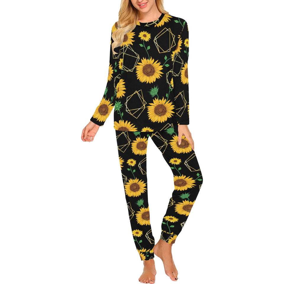 sunflower golden polygonal shapes Women's All Over Print Pajama Set