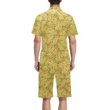 Corn Pattern Print Design 01 Men's V-Neck Short Pajama Set