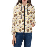 Coconut Pattern Print Design 05 Women's Padded Hooded Jacket