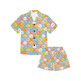 Chemistry Periodic Table Pattern Print Design 01 Kids' Boys' Girls' V-Neck Short Pajama Set