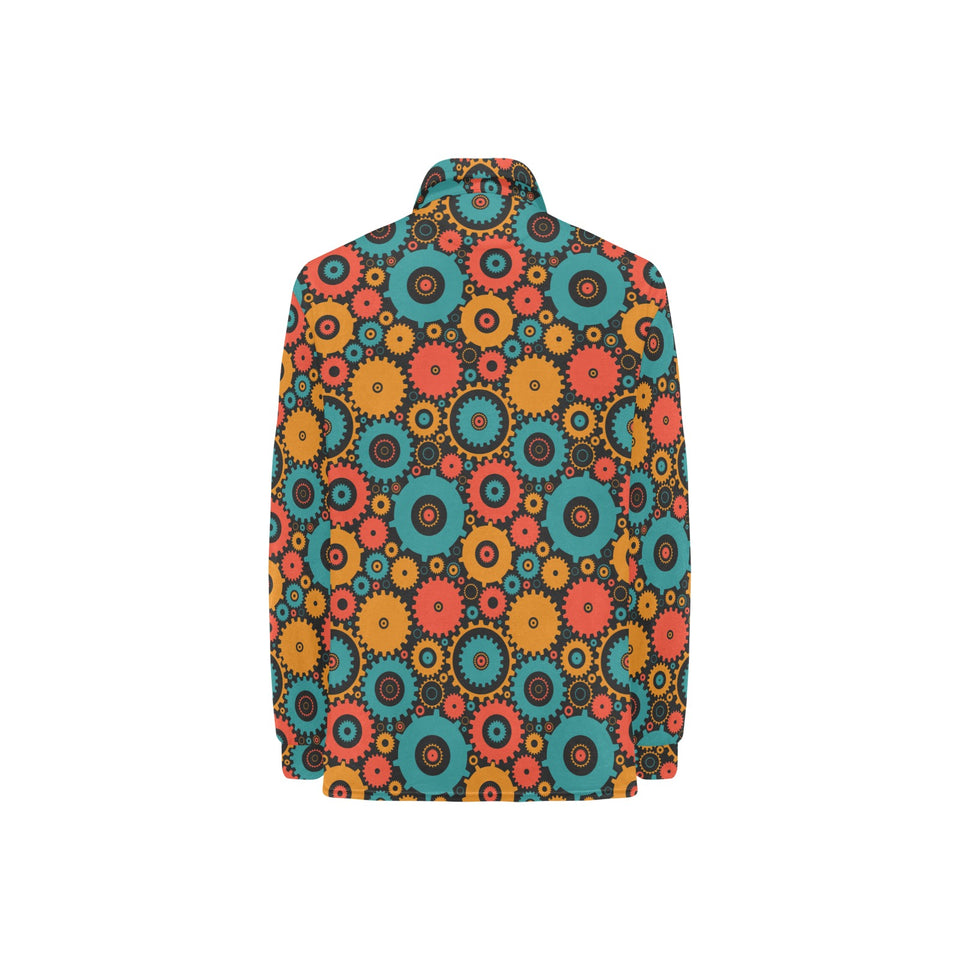 Gear Pattern Print Design 01 Women's Long Sleeve Polo Shirt