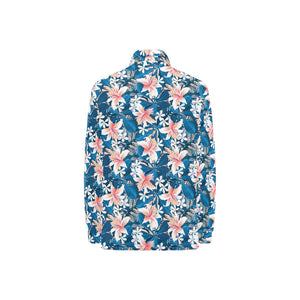 Hibiscus Pattern Print Design 02 Women's Long Sleeve Polo Shirt