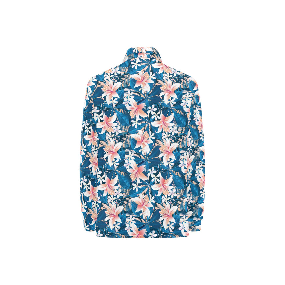 Hibiscus Pattern Print Design 02 Women's Long Sleeve Polo Shirt