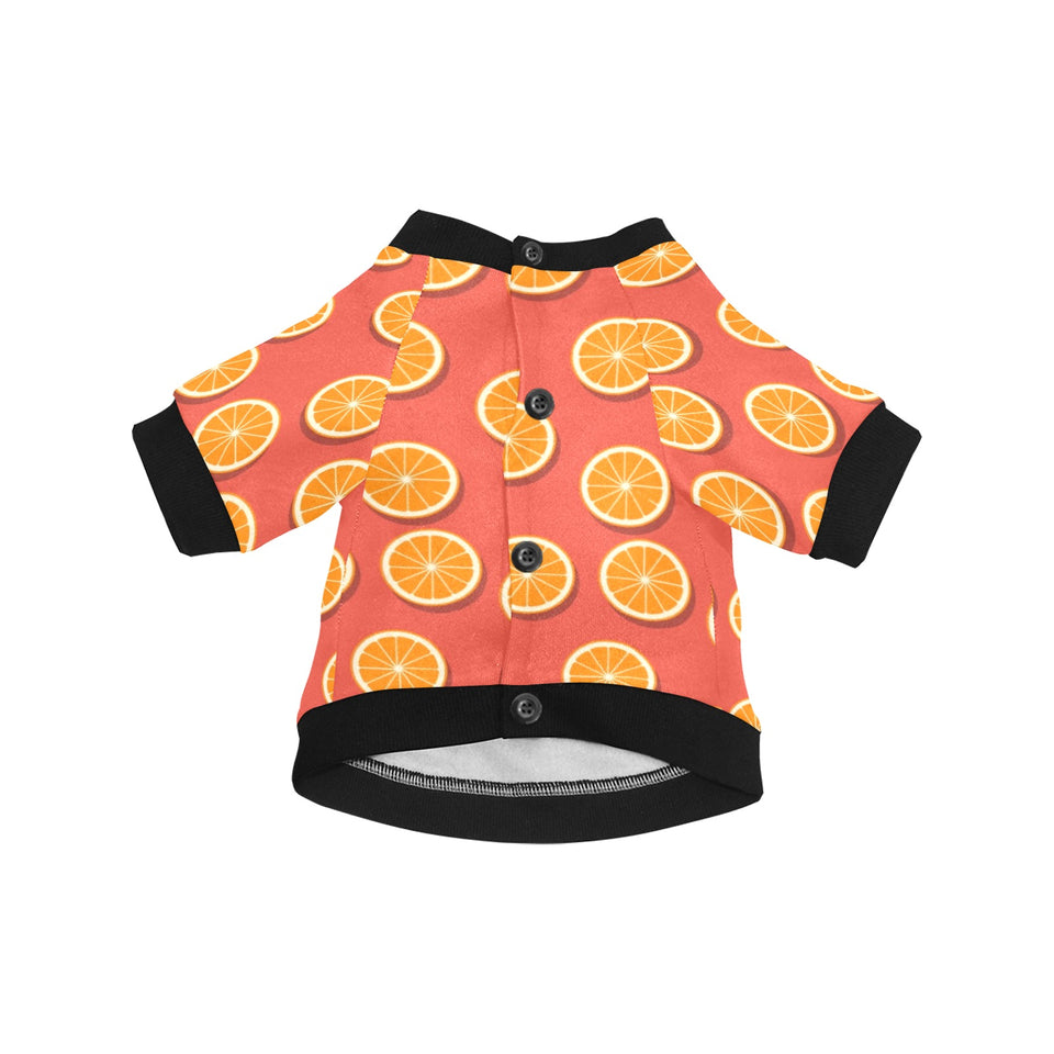 Oranges pattern red background All Over Print Pet Dog Round Neck Fuzzy Shirt