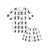 Cute ninja katana sword pattern Kids' Boys' Girls' V-Neck Short Pajama Set