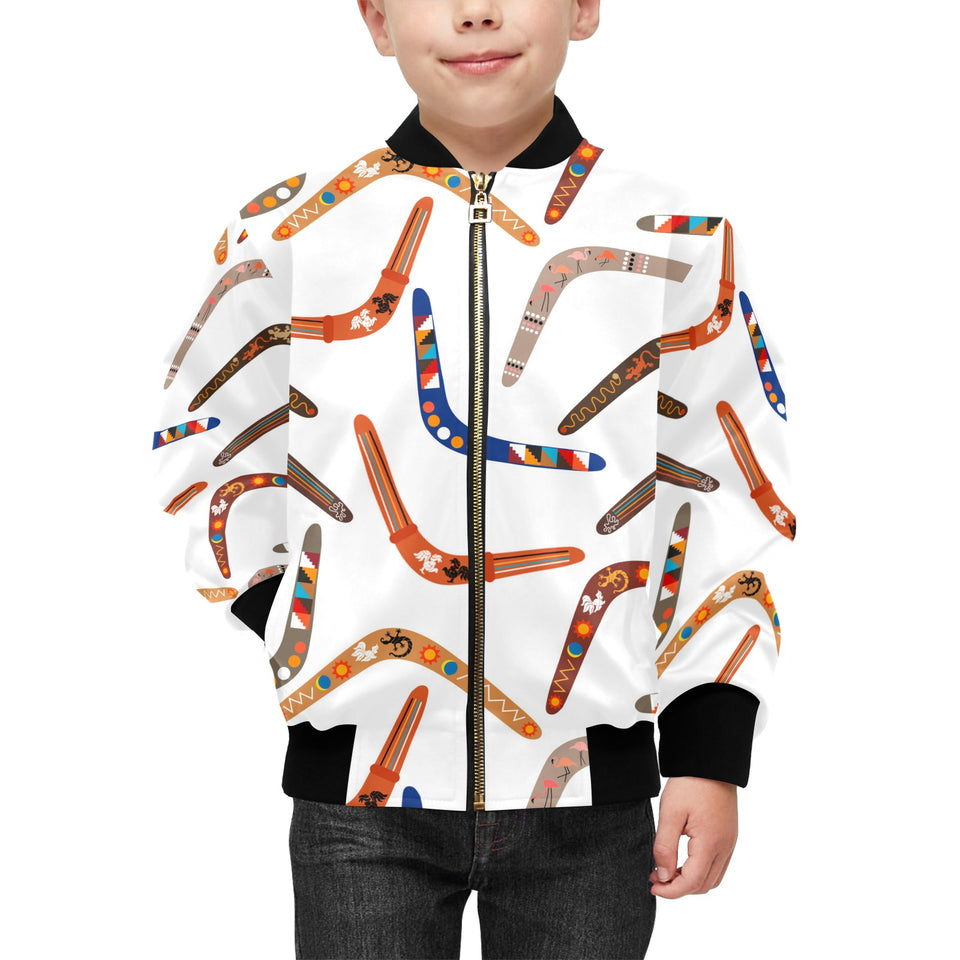 Boomerang Australian aboriginal ornament pattern Kids' Boys' Girls' Bomber Jacket