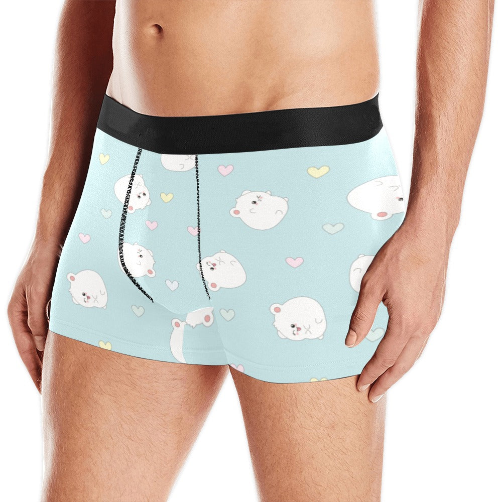 White cute hamsters heart pattern Men's All Over Print Boxer Briefs Men's Underwear