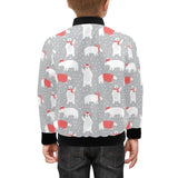 Cute polar bear christmas snow pattern Kids' Boys' Girls' Bomber Jacket