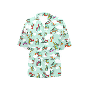 Helicopter design pattern Women's All Over Print Hawaiian Shirt