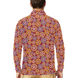 Gear Pattern Print Design 04 Men's Long Sleeve Polo Shirt