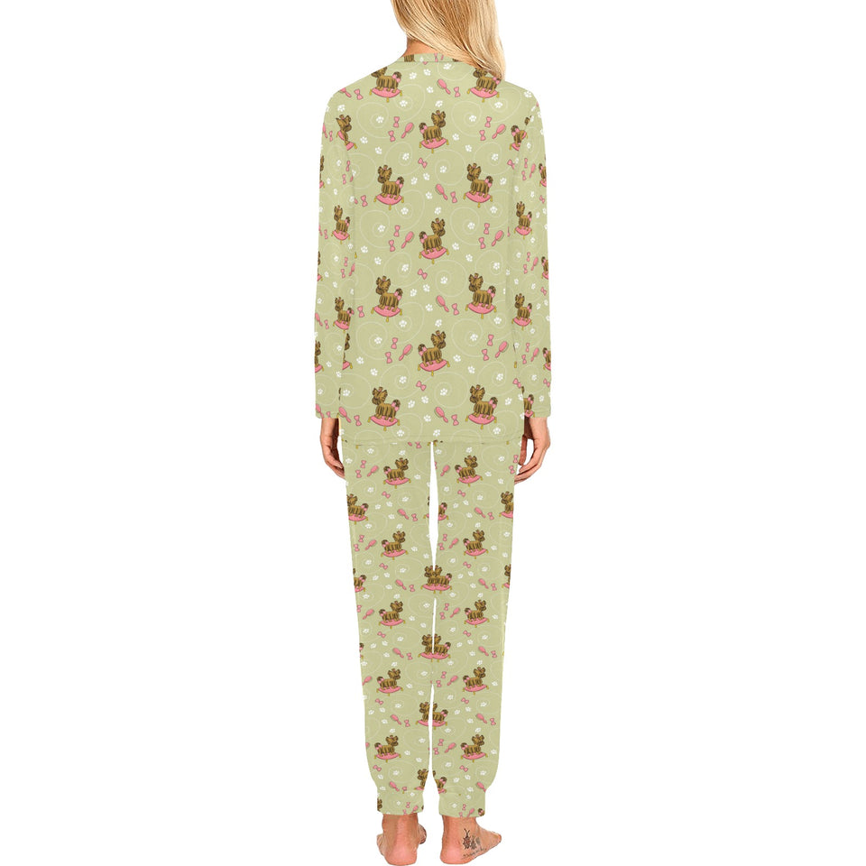 Yorkshire Terrier Pattern Print Design 01 Women's All Over Print Pajama Set