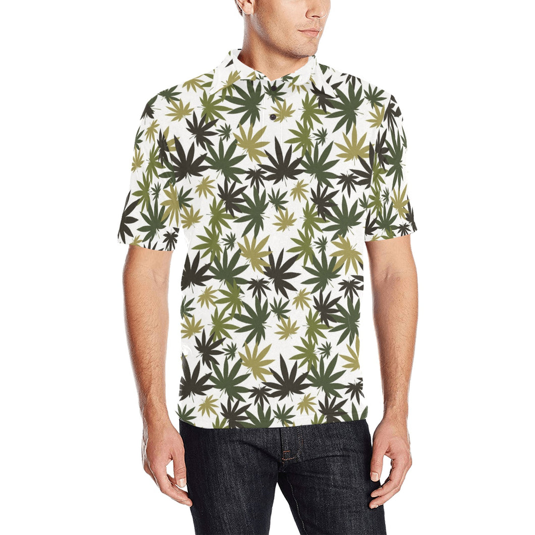 Canabis Marijuana Weed Pattern Print Design 05 Men's All Over Print Polo Shirt