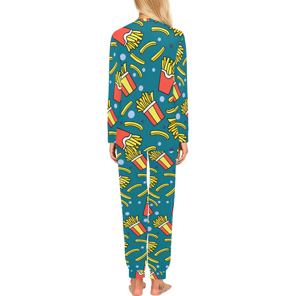 French fries red paper box pattern Women's All Over Print Pajama Set