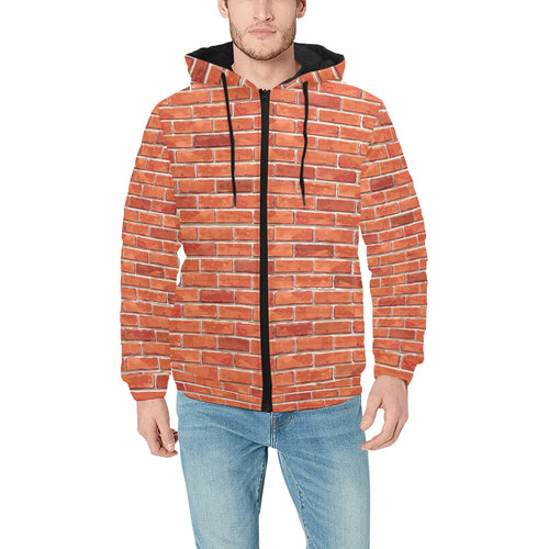 Brick Printed Pattern Print Design 03 Men's Padded Hooded Jacket