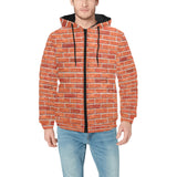 Brick Printed Pattern Print Design 03 Men's Padded Hooded Jacket