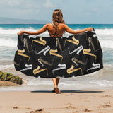 saxophone design pattern Beach Towel