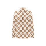 Lion Pattern Print Design 01 Women's Long Sleeve Polo Shirt
