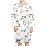 windmill pattern Men's Long Sleeve Belted Night Robe