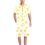 Sun pattern Men's V-Neck Short Pajama Set