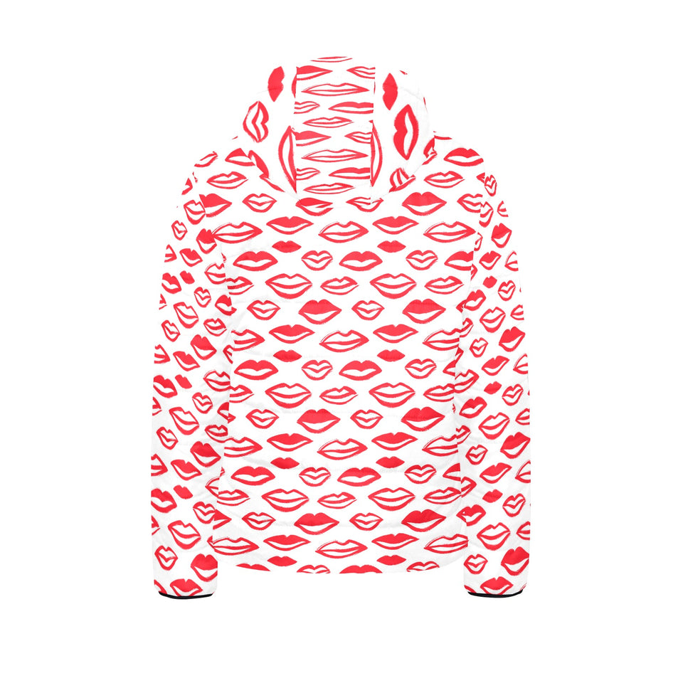 Lips Pattern Print Design 05 Kids' Boys' Girls' Padded Hooded Jacket