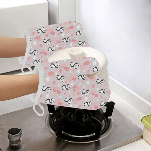 Cute panda ballon heart pattern Heat Resistant Oven Mitts