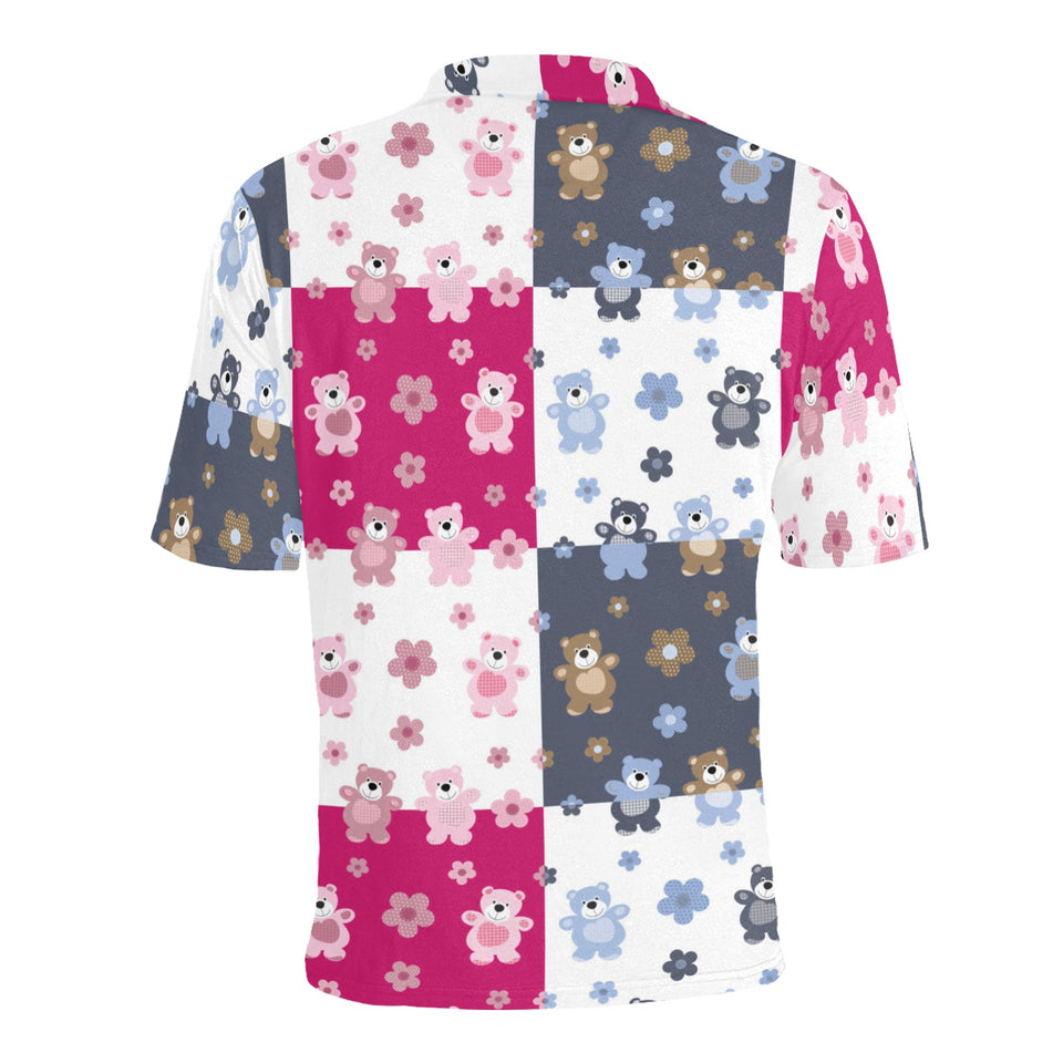 Teddy Bear Pattern Print Design 03 Men's All Over Print Polo Shirt
