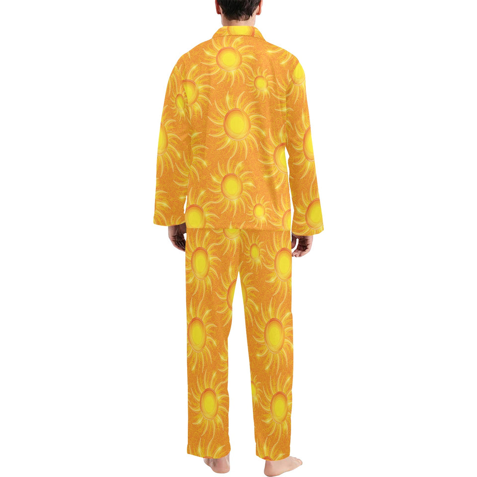 Sun orange background Men's Long Pajama Set