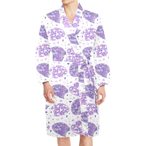 Hedgehog Pattern Print Design 05 Men's Long Sleeve Belted Night Robe