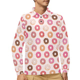 Colorful donut pattern Men's Long Sleeve Polo Shirt
