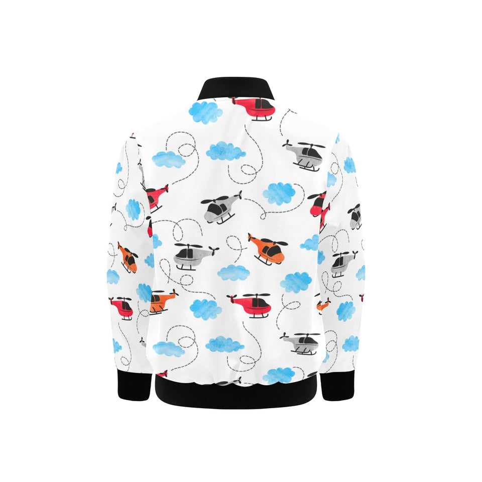 Watercolor helicopter cloud pattern Kids' Boys' Girls' Bomber Jacket