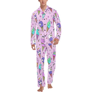 Cute ice cream cone animal pattern Men's Long Pajama Set