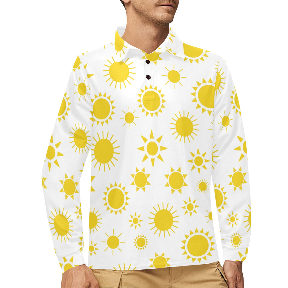 Sun pattern Men's Long Sleeve Polo Shirt