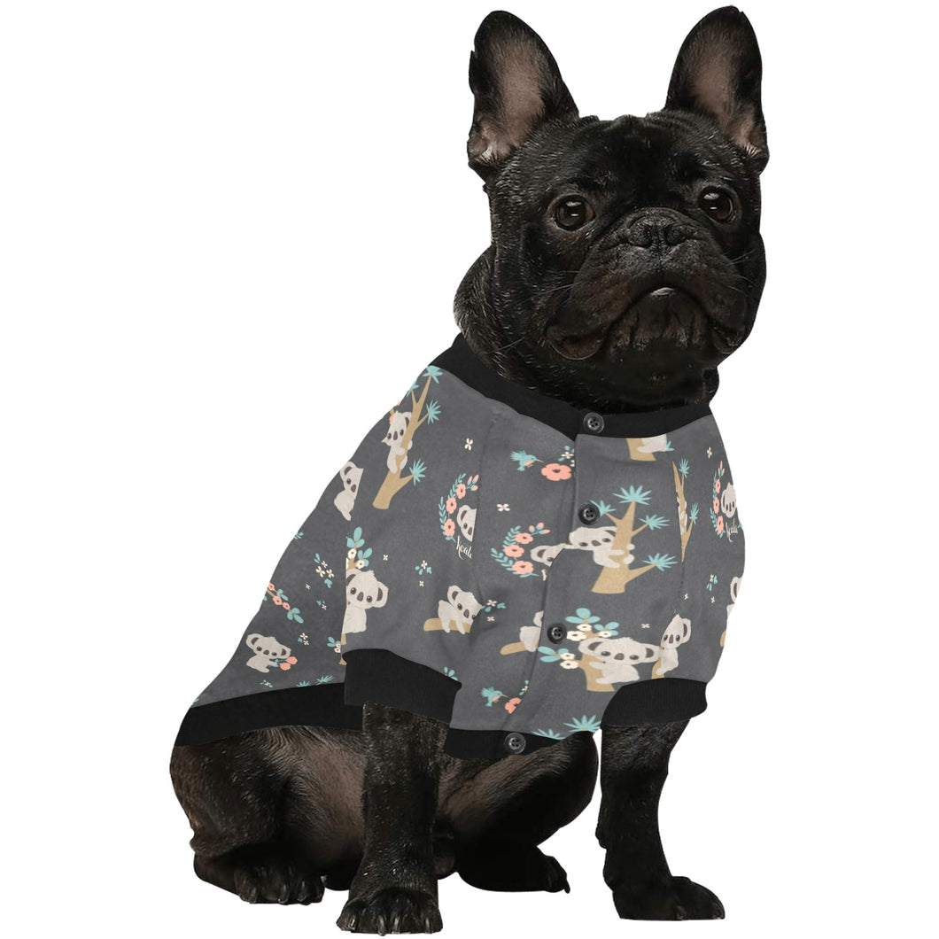 Cute koala pattern All Over Print Pet Dog Round Neck Fuzzy Shirt