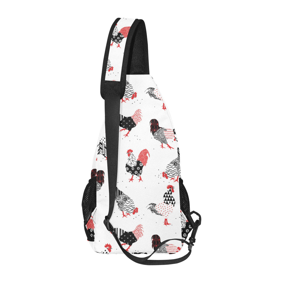 Cool rooster chicken cock floral ornament backgrou All Over Print Chest Bag