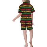 Canabis Marijuana Weed Pattern Print Design 04 Kids' Boys' Girls' V-Neck Short Pajama Set