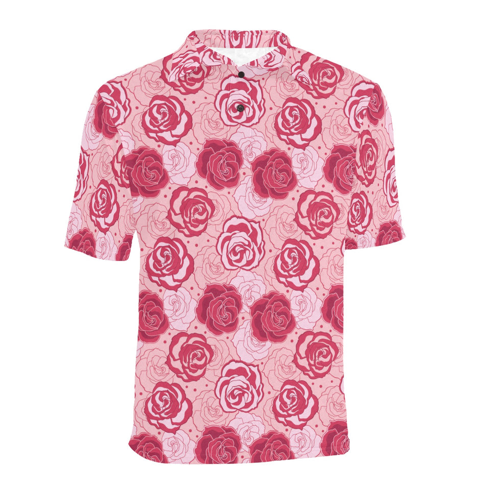 Rose Pattern Print Design 02 Men's All Over Print Polo Shirt