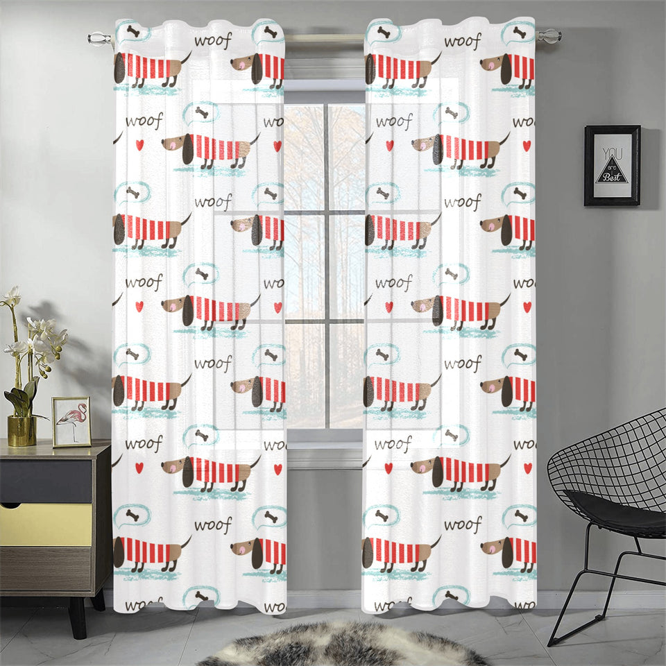 Cute dachshund bone pattern Gauze Curtain