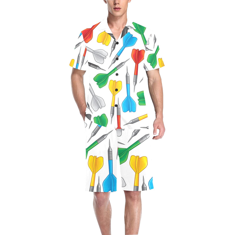 Darts Pattern Print Design 03 Men's V-Neck Short Pajama Set